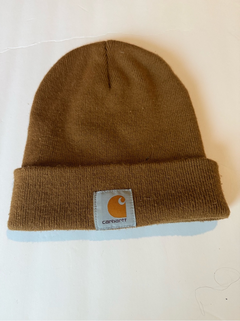 Carhartt Knit Cuffed Beanie in Brown with Logo Patch